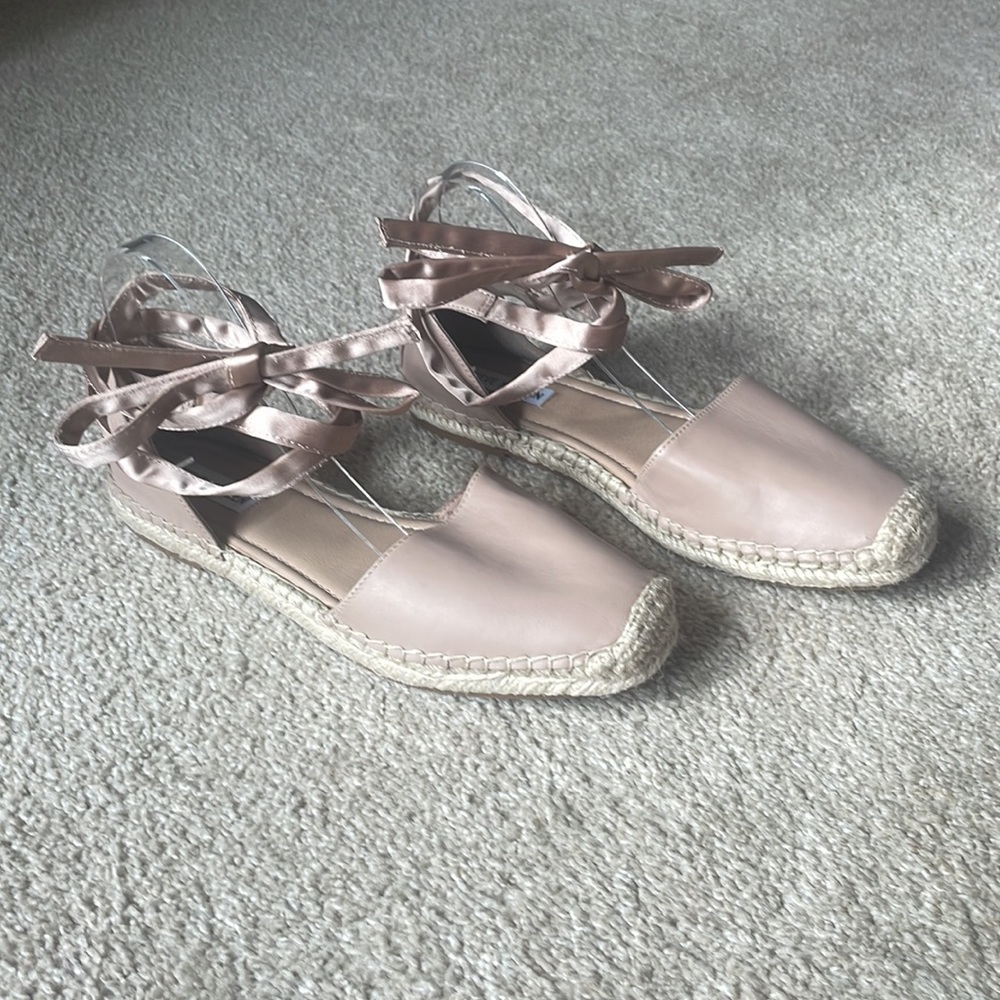 Steve Madden Roses Flat Ankle Tie Espadrilles Pink